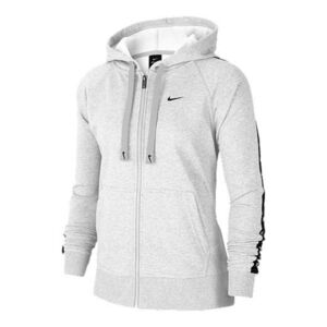 Nike Dri-FIT Get Fit Fleece Full Zip Up Hoodie Sweatshirt White Activewear gym